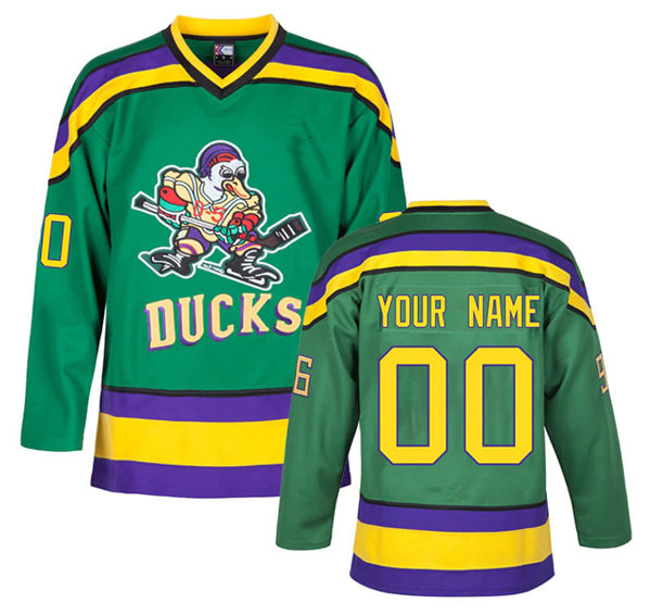 Men's The Mighty Ducks Custom Green Stitched Jersey Men's The Mighty Ducks Custom Green Stitched Jersey